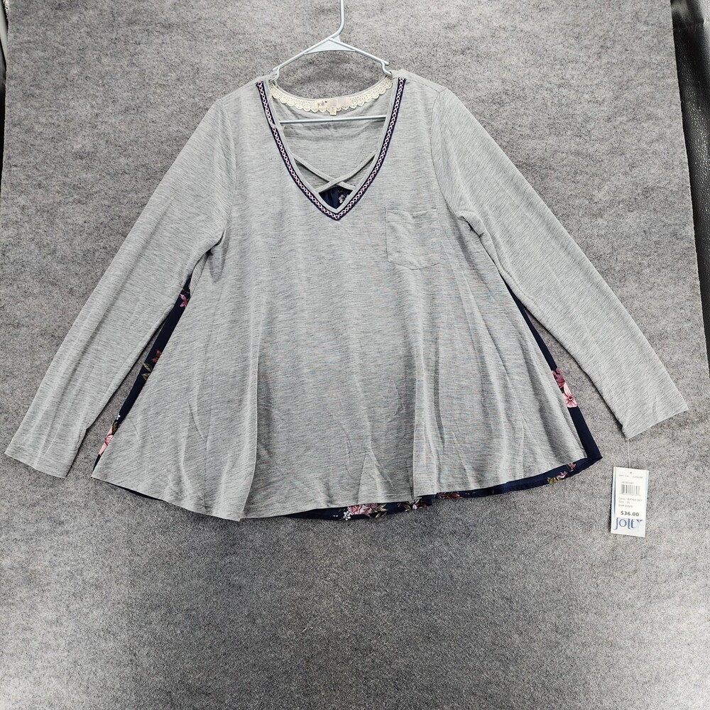 Jolt Shirt Womens Juniors XL Long Sleeve Gray